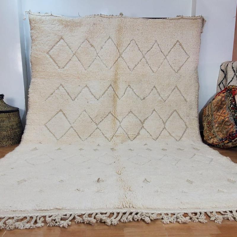 White Ishaaq Marokkaans handgemaakt tapijt